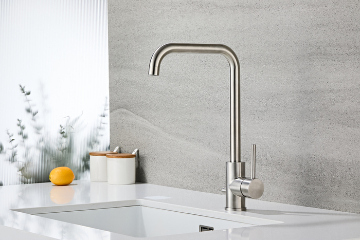 Köksblandare Kantig m/dm-avstängning Borstad